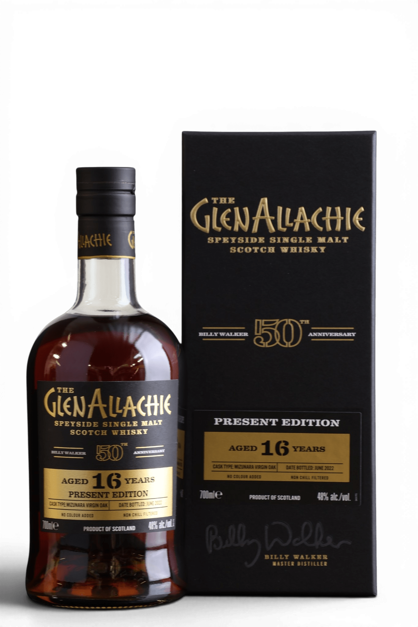 GlenAllachie 16 Year Old | 2022 Present Edition | Billy Walker 50th Anniversary | 70cl, 48% ABV - Just Whisky Online Shop