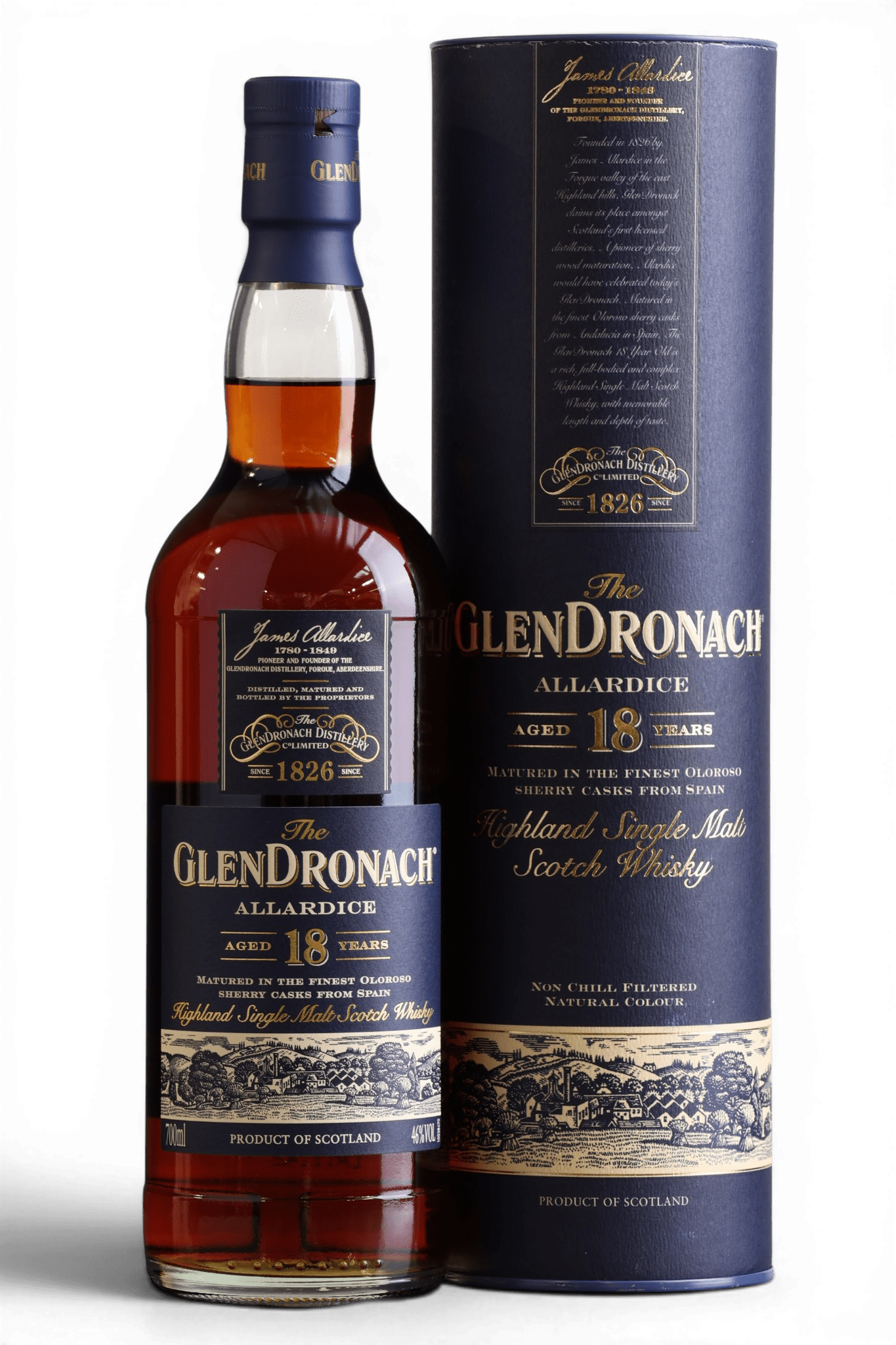GlenDronach 18 Year Old Allardice Single Malt Scotch Whisky | 70cl, 46% ABV - Just Spirits Co