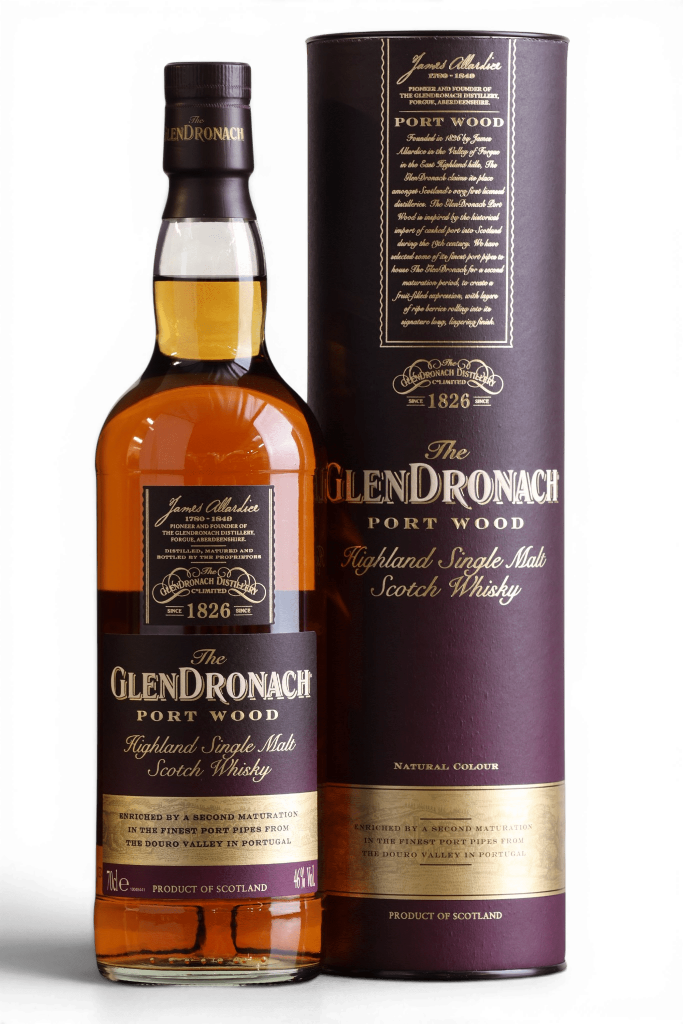 GlenDronach Port Wood Single Malt Scotch Whisky | 70cl, 46% ABV - Just Spirits Co