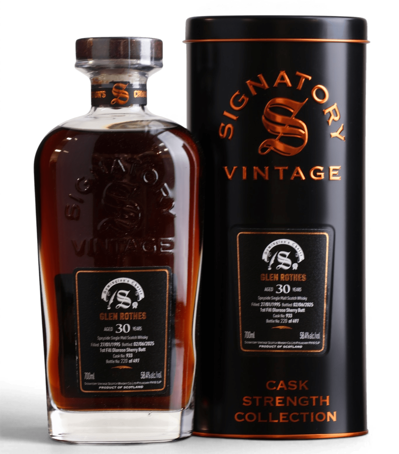 Glenrothes 30 Year Old 1995 Signatory Vintage Symington’s Choice Cask Strength Single Malt Scotch Whisky 70cl 58.4% - Just Whisky Online Shop