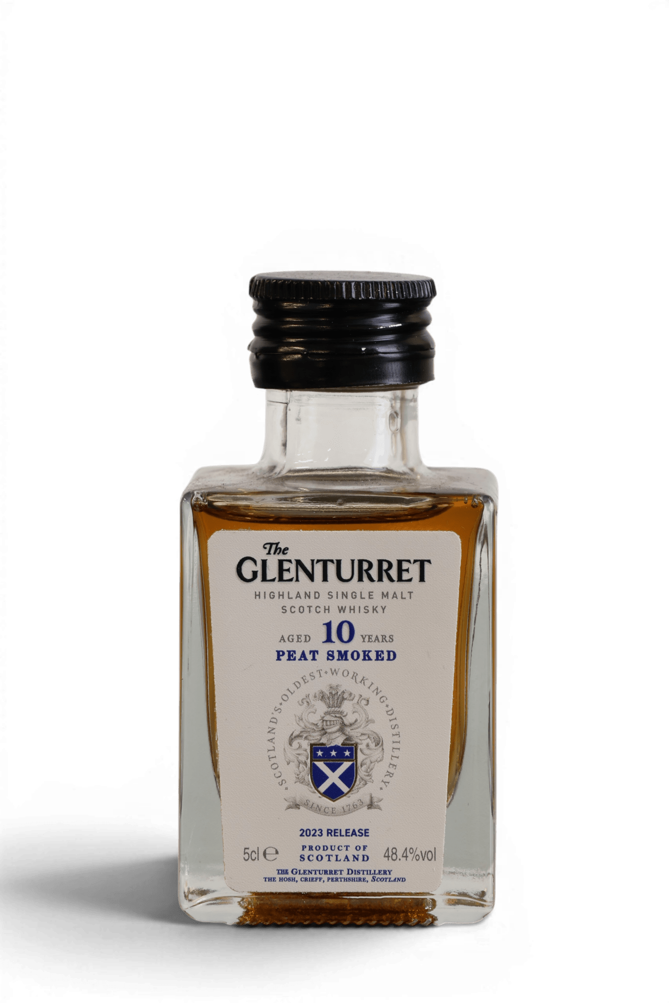 Glenturret 10 Year Old Peat Smoked 2023 Release Single Malt Scotch Whisky Miniature 5cl 48.4% - Just Whisky Online Shop