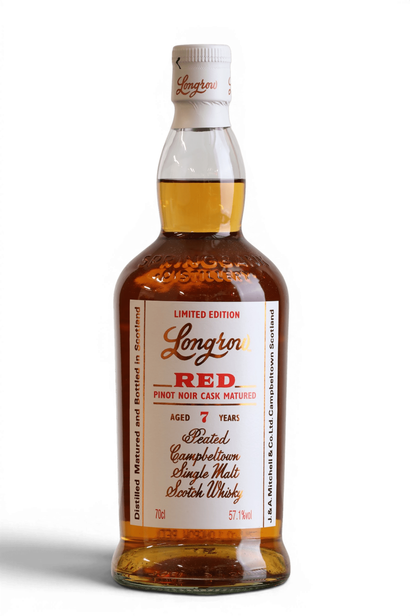Longrow Red 7 Year Old Pinot Noir Cask Matured Single Malt Scotch Whisky 70cl 57.1% - Just Whisky Online Shop