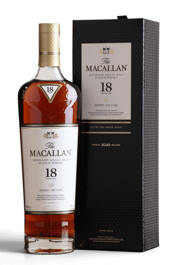 Macallan 18 Year Old Sherry Oak 2022 Release Single Malt Scotch Whisky | 70cl, 43% ABV - Just Spirits Co