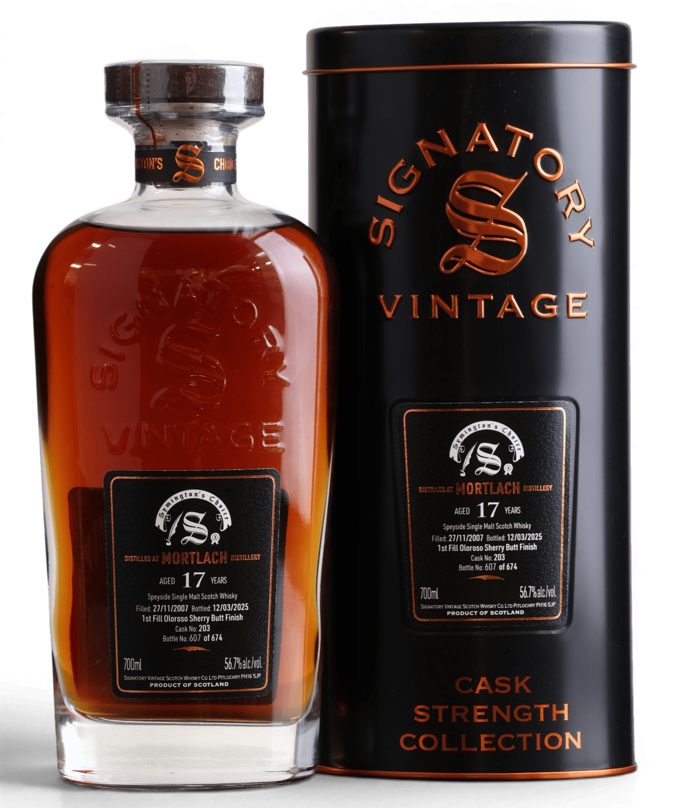 Mortlach 17 Year Old 2007 Signatory Vintage Symington’s Choice Cask Strength Single Malt Scotch Whisky 70cl 56.7% - Just Whisky Online Shop